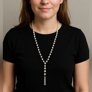 White House Black Market Silver and White Elegant Necklace